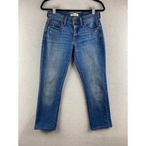 Madewell Jeans Womens 24 Blue The Slim Boyjean Stretch Distressed Denim 28 x 25
